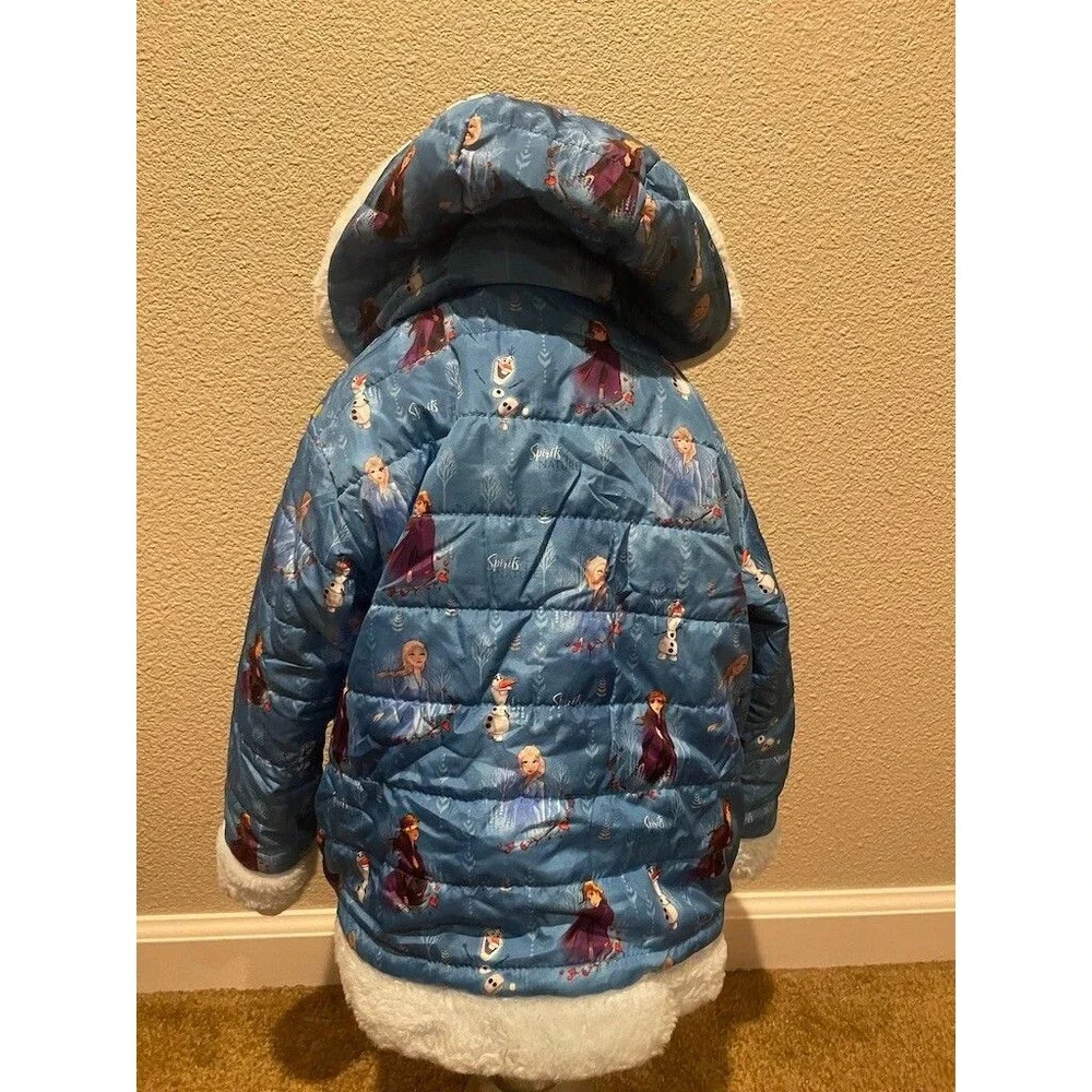 Disney Frozen Reservable (Blue & Light Blue) Puffer Jacket with Print Size 6